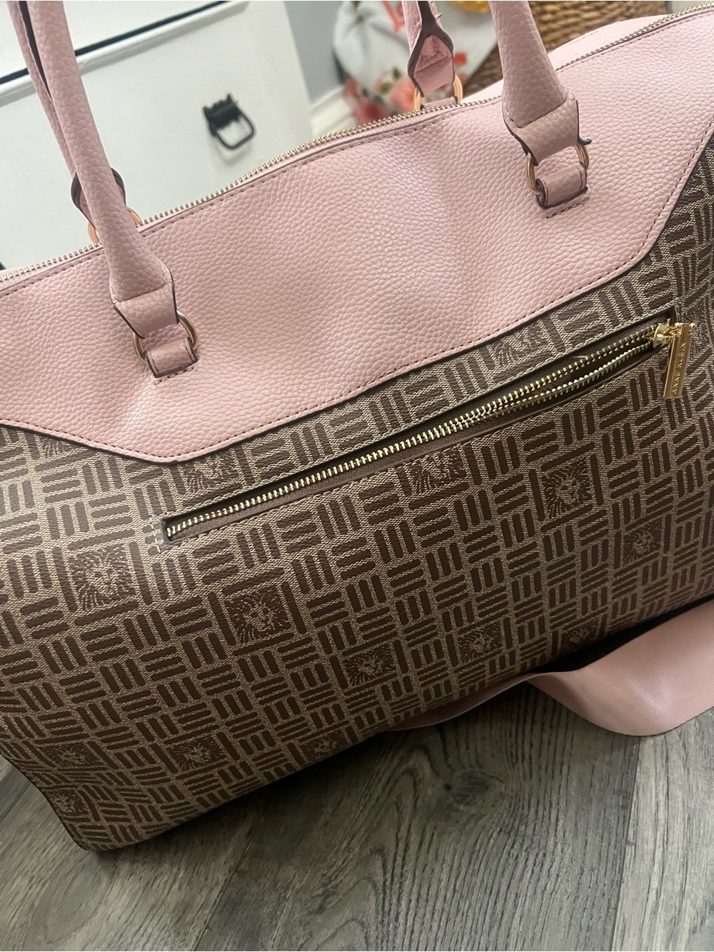 Anne Klein Pink Patterned Tote Bag with Shoulder Strap - Picture 5 of 7